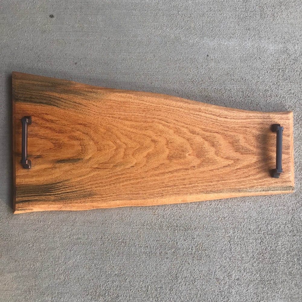 Rustic Red Oak Serving Board with Handles